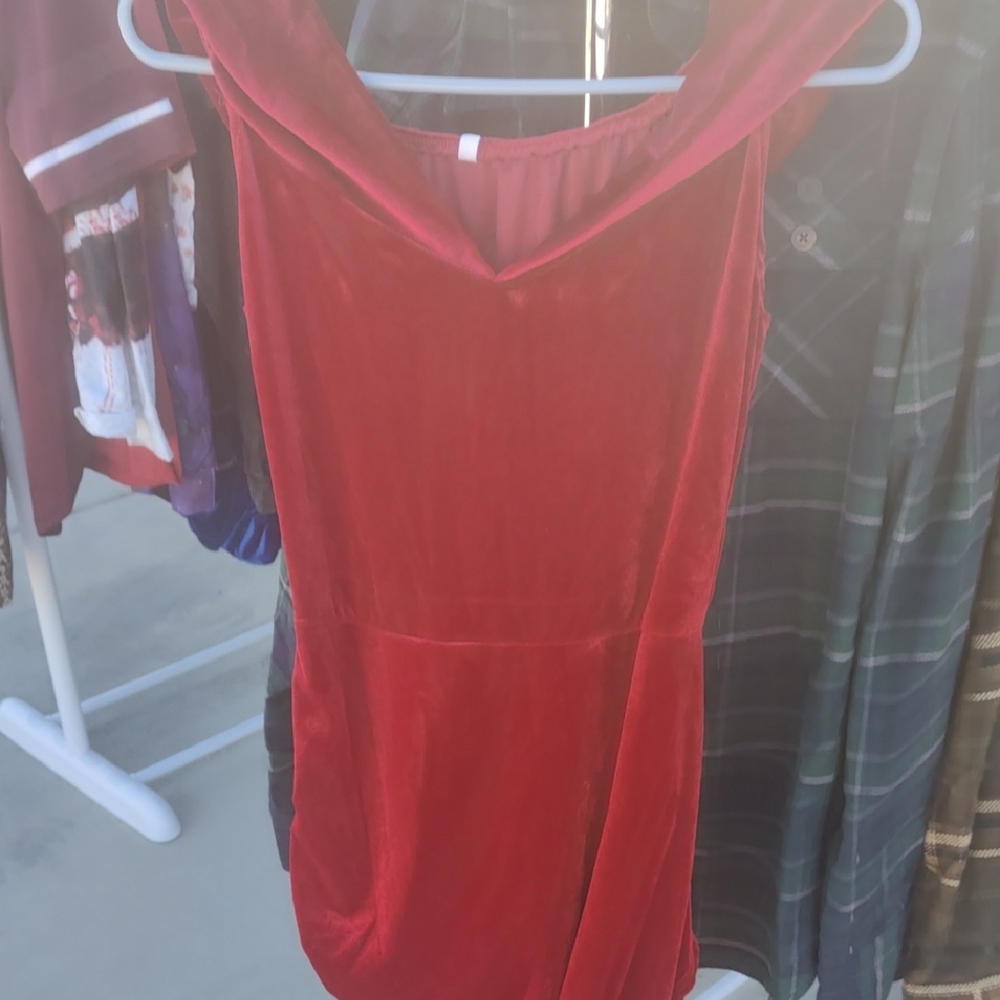 Elegant Red Velvet Dress